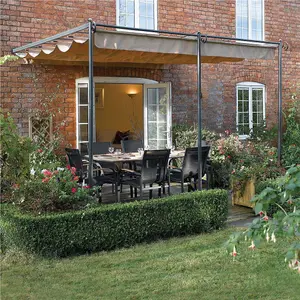 Rowlinson St.Tropez Retractable Garden Canopy Sun Shade Pergola Taupe 3.3m x 3m