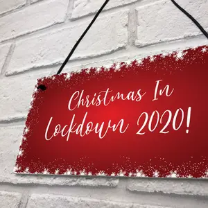 Christmas In Lockdown 2020 Sign Hanging Christmas Sign Decoration Family Gift