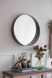 Garden Trading Farringdon Indoor Wall Hung Round Hallway Lounge Mirror Steel