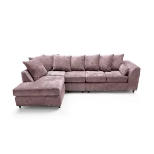 Harriet Crushed Chenille Large Left Facing Corner Sofa in Pink