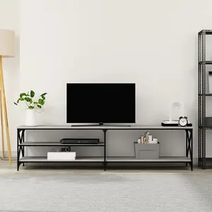 Berkfield TV Cabinet Grey Sonoma 200x40x50 cm Engineered Wood and Metal