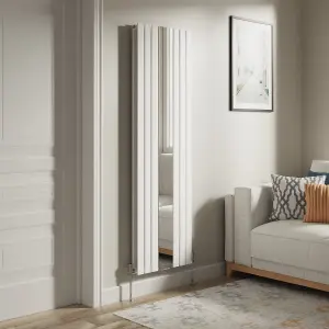 Right Radiators Vertical Radiator Double Flat Panel Central Heating Radiator with Mirror White 1800 x 553mm