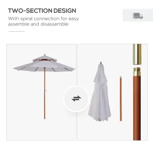 Outsunny Garden Wood Patio Parasol Sun Shade Outdoor Umbrella Canopy Cream