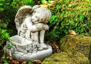 Detailed Guardian Angel Boy Memorial Stone