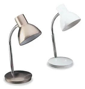 Luminosa Harvard 1 Light Table Lamp Brushed Steel, E27