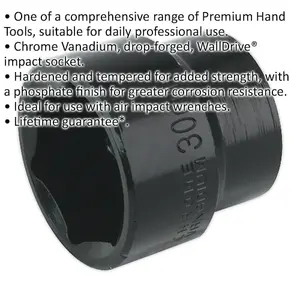 30mm Chrome Vanadium Forged Impact Socket - Durable 1/2 Inch Drive Tool