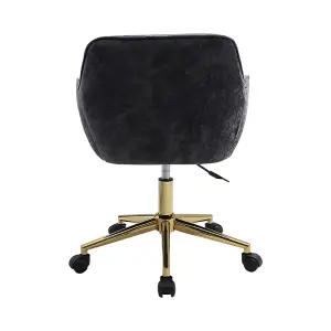 Smoke Grey Ice Velvet Swivel Home Office Chair Desk Chair with Flared Arms