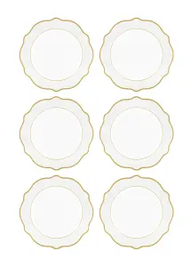 Rozi Jaswely Collection Porcelain Dinner Plates, Set of 6 - White