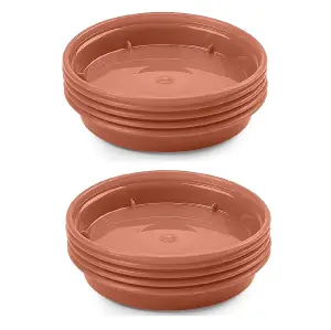 2 Packs of 5 Plant Pot Saucers Plastic Terracotta Colour for 5 & 6 Inch Pots