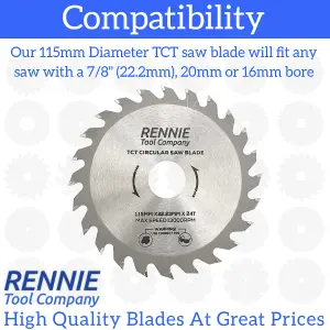 115mm x 24T TCT Circular Wood Saw Blade Fits Bosch, Festool, Makita, Worx, Balck & Decker etc