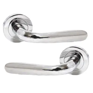 Pearl Door Handles Latch Lever on Rose - Chrome 120mm