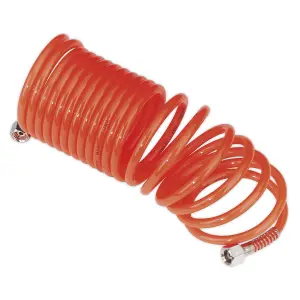 Sealey 5m x 5mm PE Coiled Air Hose With 1/4" BSP Unions Polyethylene SA335