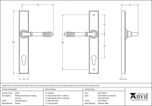 From The Anvil Polished Bronze Reeded Slimline Lever Espag. Lock