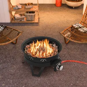 COSTWAY 44cm Gas Portable Fire Pit 58000 BTU Propane Campfire Firepit w/ Folding Legs