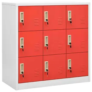 Berkfield Locker Cabinets 5 pcs Light Grey and Red 90x45x92.5 cm Steel