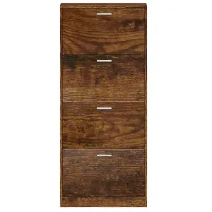 Berkfield Shoe Cabinet Smoked Oak 59x17x150 cm Engineered Wood