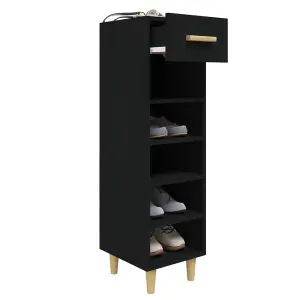 Berkfield Shoe Cabinet Black 30x35x105 cm Engineered Wood