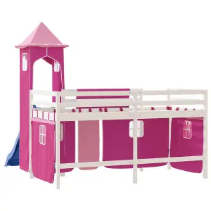 Berkfield Kids' Loft Bed with Tower without Mattress Pink 80x200 cm