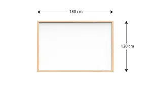 ALLboards Whiteboard dry erase magnetic surface wooden natural frame 180x120cm