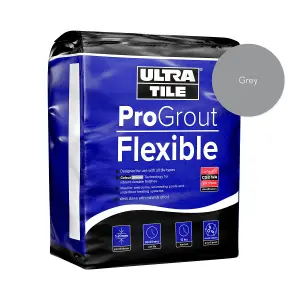 UltraTile ProGrout Flexible Waterproof All Purpose Tile Grout, 3kg - Grey