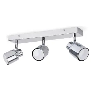 ValueLights Benton Silver Bathroom Ceiling Bar Spotlight and GU10 Spotlight LED 5W Cool White 6500K Bulbs