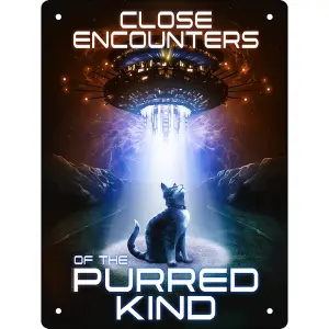 Grindstore Close Encounters of the Purred Kind Tin Mini Plaque Multicoloured (20cm x 15cm)