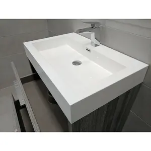 Walker 750mm Single Bathroom Vanity with Integrated Resin Basin Grey Ash