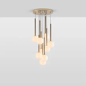 houseof Brass Frosted Shade Opal Ball Cluster Ceiling Light - Gold