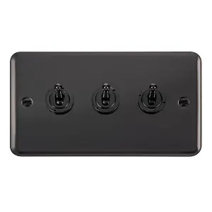 Curved Black Nickel 3 Gang 2 Way 10AX Toggle Light Switch - SE Home