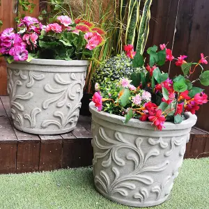 Pair of Large Wavy Leaves Flower Pots