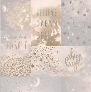 Starlight Love To Shine Natural Wallpaper M1485 - Metallic Sparkle Kids Bedroom