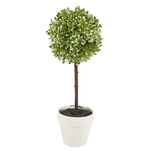 URBNLIVING 27cm Height 2Pcs Decorative Artificial Outdoor Ball Colour Green Plant Tree Medium Pot