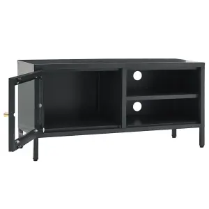 Berkfield TV Cabinet Anthracite 90x30x44 cm Steel and Glass