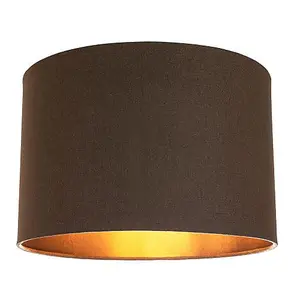 Contemporary and Sleek Brown Textured Linen Fabric Drum Lamp Shade 60w Maximum