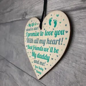 Red Ocean Dad Birthday Christmas Gifts Wooden Heart Daddy To Be Gifts From Bump Keepsake