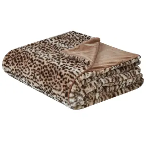 Bedspread KUDELI Faux Fur 150 x 200 cm Brown