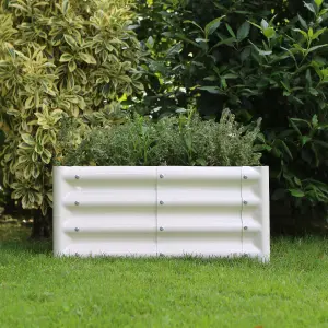 Semicircular Galvanised Steel Raised Garden Bed - 60cm x 30cm - Ivory