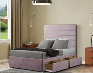 George Divan Bed 2 Drawers Floor Standing Headboard Plush Blush