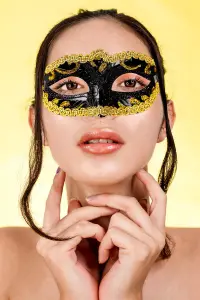 Masquerade Mask For Women Venetian Silver Trim Luxury Lace Black Eye Mask Girls Teens Adults Party Ball Fancy Accessories