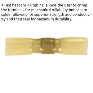 25-Pack Yellow Heat Shrink Butt Connectors for 16-14 AWG - Crimp and Solder Connection