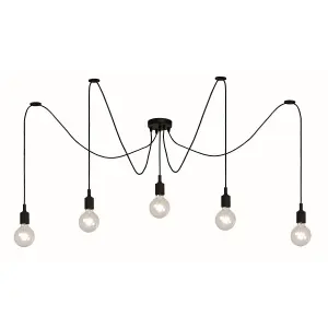 Lucide Fix Modern Cluster Pendant Light - 5xE27 - Black