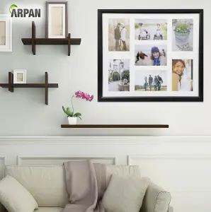 Arpan MDF Multi Aperture Photo Frame 7 Aperture (3- 4x6" & 4-6x4") Black