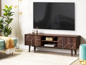 Beliani Modern TV Stand Dark Wood FRANKLIN