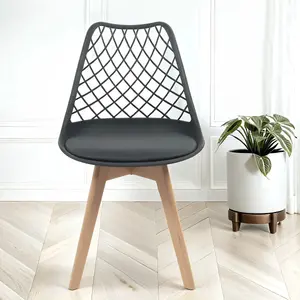 Alma Dining Chair In Black With Wooden Legs