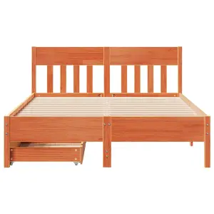 Berkfield Bed Frame without Mattress Wax Brown 140x190 cm Solid Wood Pine