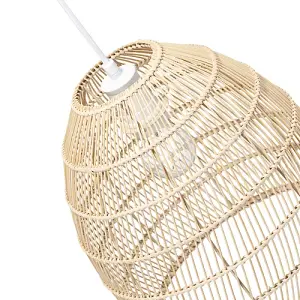 Traditional Vintage Spiral Cage Design Natural Brown Rattan Ceiling Lamp Shade