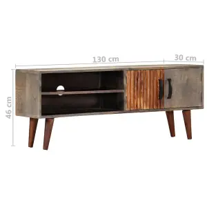 Berkfield TV Cabinet Grey 130x30x46 cm Solid Rough Mango Wood