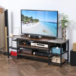 HOMCOM TV Unit Cabinet for TVs up to 60 Inches with Shelves Brown and Grey