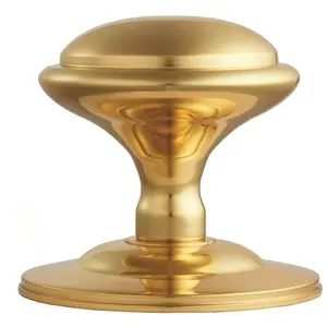 Round Victorian Centre Door Knob Polished Brass 85mm Rose Outdoor Handle