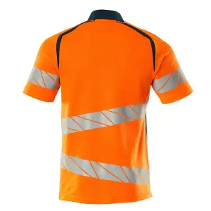 Mascot Accelerate Safe Modern Fit Polo Shirt (Hi-Vis Orange/Dark Petroleum)  (XXXXX Large)